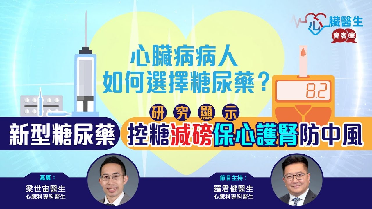 心臟醫生會客室 | 糖尿藥SGLT2抑制劑及GLP-1促效劑與心臟病 | 主持：心臟科專科羅君健醫生 | 嘉賓：心臟科專科醫生梁世宙醫生