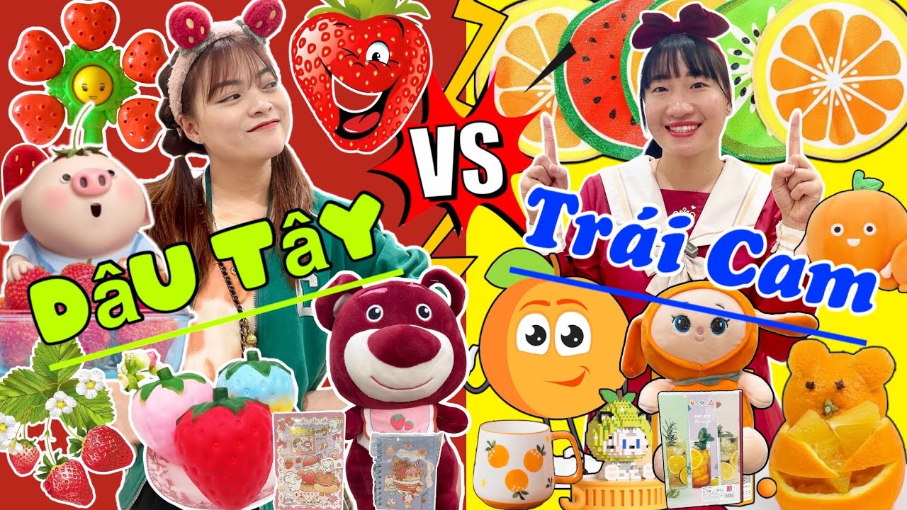 Thử Thách Mua Tất Cả Đồ Hình DÂu Tây Và Trái Cam Tại Siêu Thị | Hằng Nheo Official