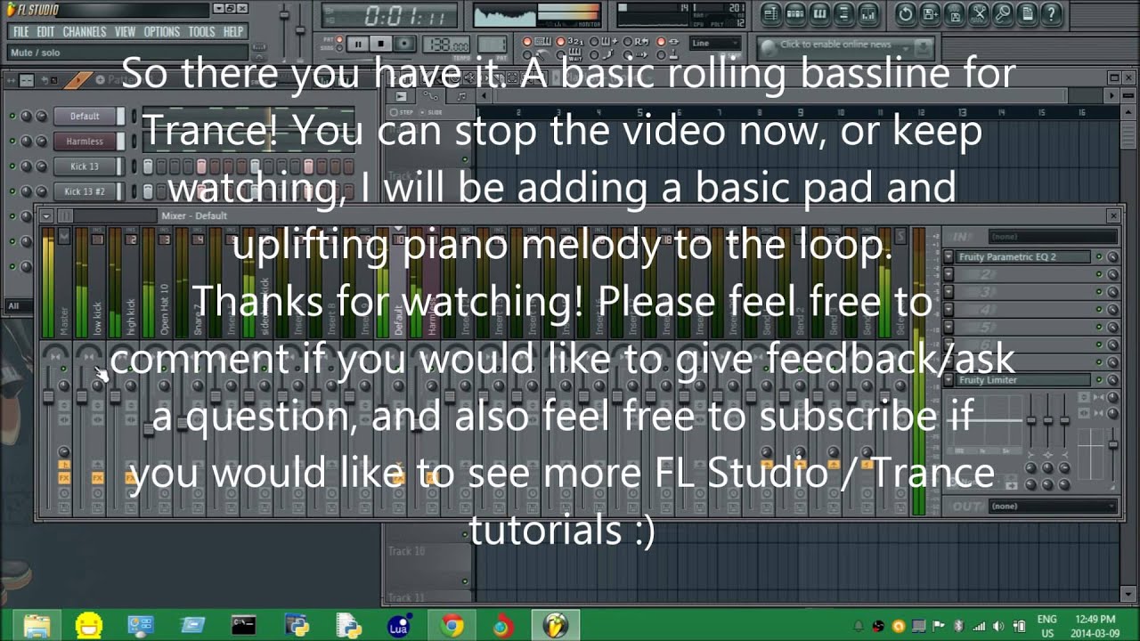 [HD] Rolling Trance Bassline Tutorial FL Studio (free flp download!)