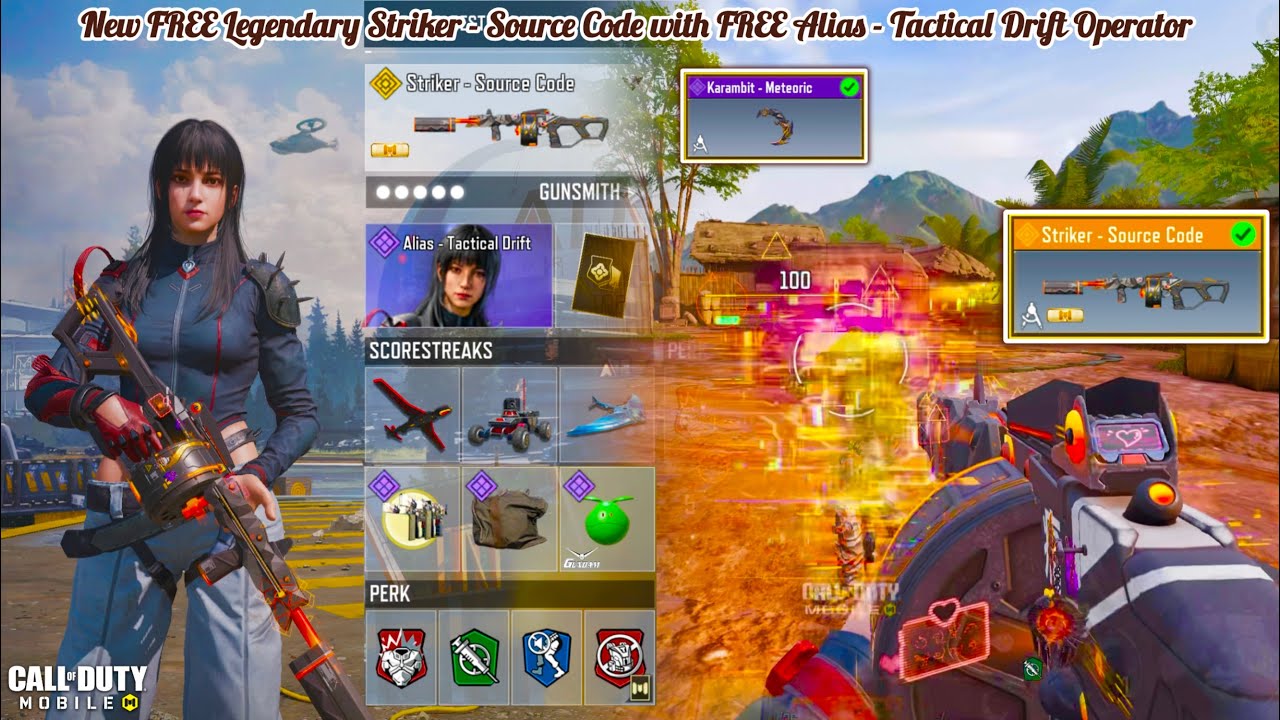 FREE Legendary Striker Source Code looks amazing with FREE Alias Tactical Drift to smash all in CODM