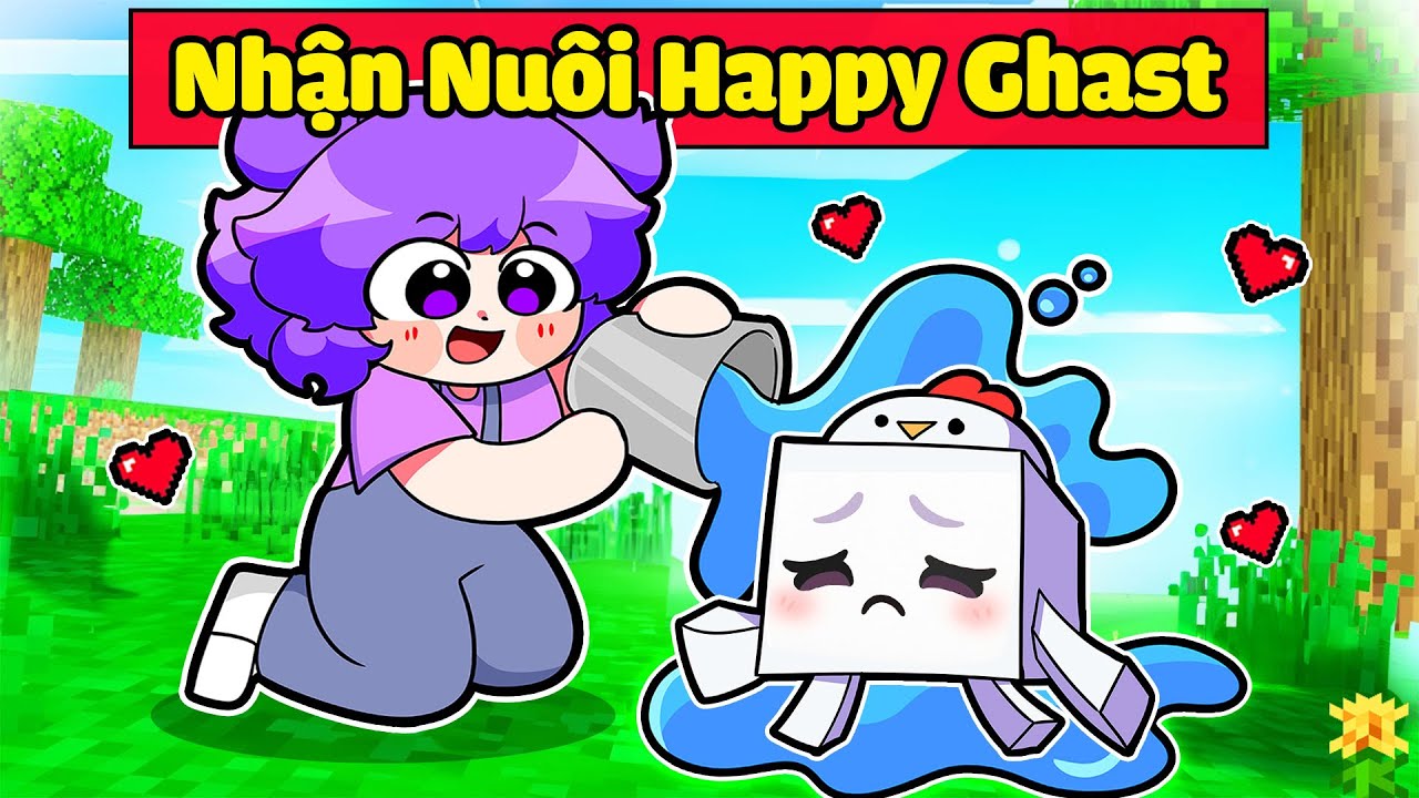 NABEE BẤT NGỜ NHẬN NU&Ocirc;I T&Ocirc; G&Agrave; HAPPY GHAST SI&Ecirc;U DỄ THƯƠNG TRONG MINECRAFT*NABEE HAPPY GHAST 👾🤣