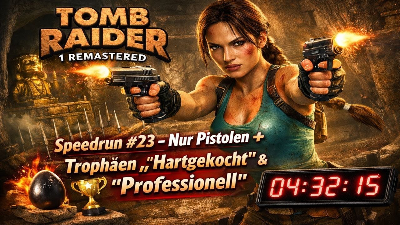 Tomb Raider 1 Remastered Speedrun #23 – Nur Pistolen + Trophäen “Hartgekocht” & “Professionell”