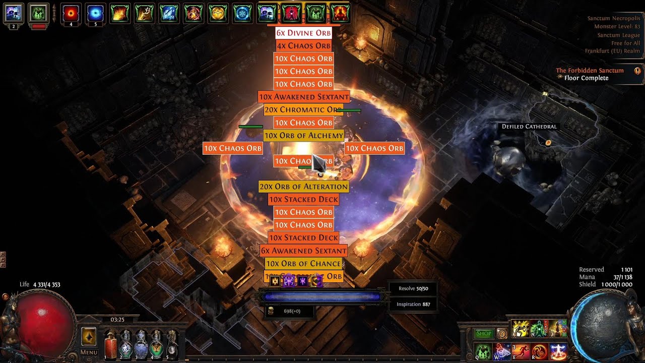 3.20 PoE. Easy Sanctum farm 6+ Divine