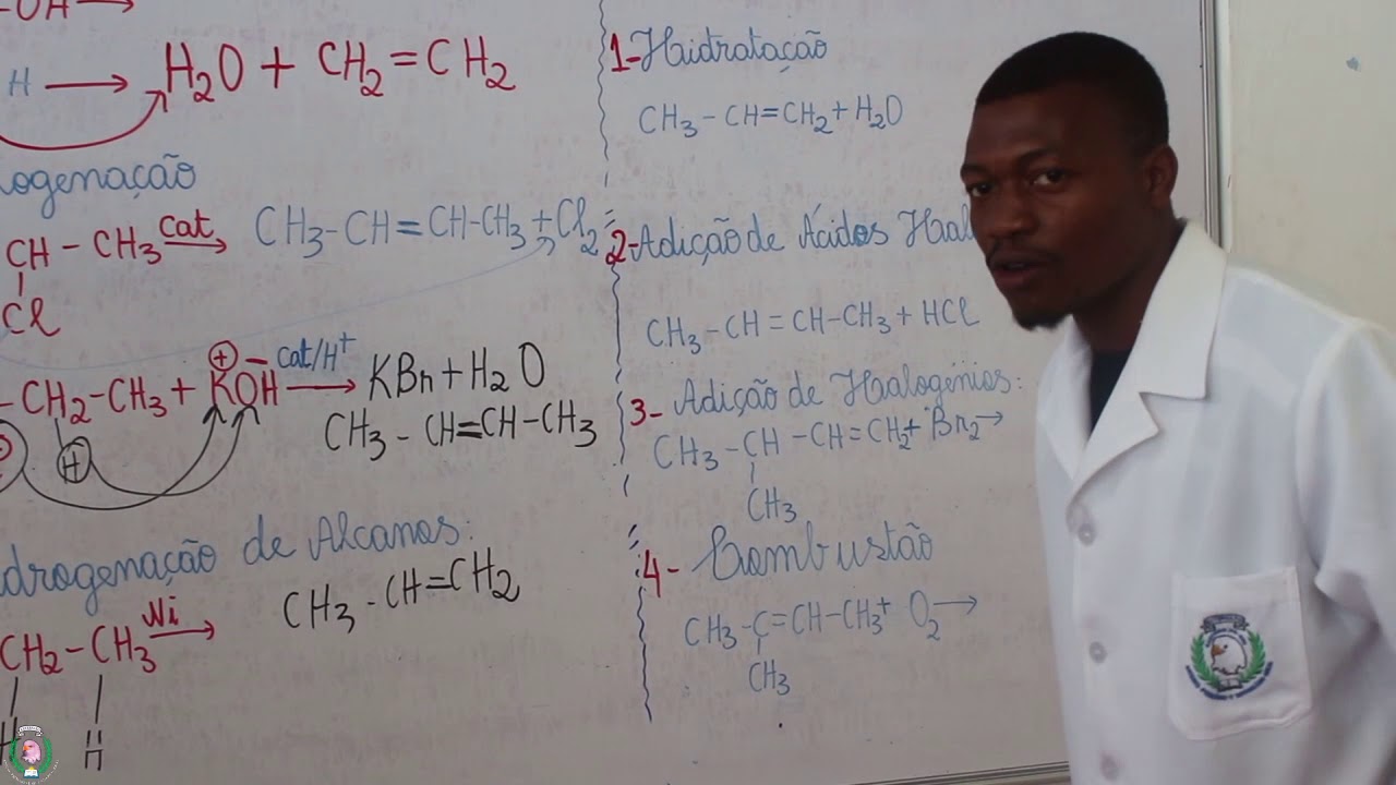 Aula de Qu&iacute;mica da 10&ordf; Classe -M&eacute;todos de obten&ccedil;&atilde;o de alcenos e propriedades qu&iacute;micas de alcenos