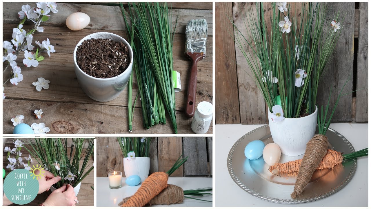 SPRING FARMHOUSE DIY DOLLAR TREE | EASY BUDGET FRIENDLY EASTER  CENTERPIECE | RUSTIC HOME DECOR 2019