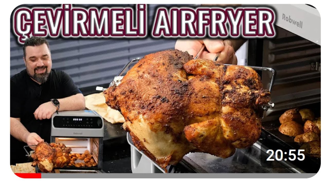 Evde Tavuk çeviren,Şiş Kebap yapan Robx AS29 12LT Air Fryer Yağsız Hava Fritözü !