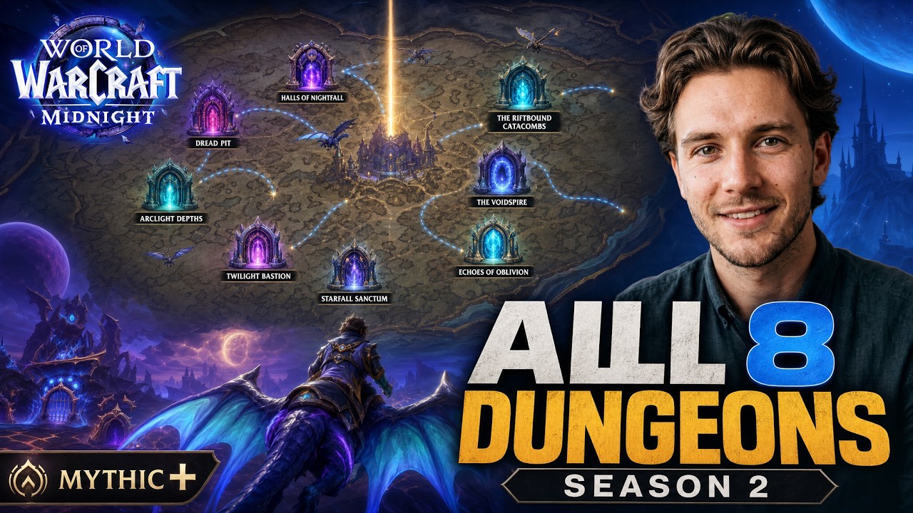 WoW Midnight, 2-й сезон: расположение всех 8 подземелий Mythic+
