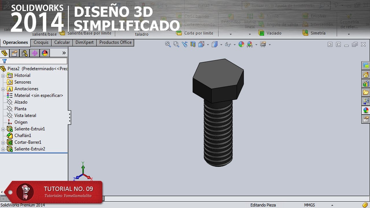 SolidWorks 2014 Tutorial 09 Rosca   Cuerda
