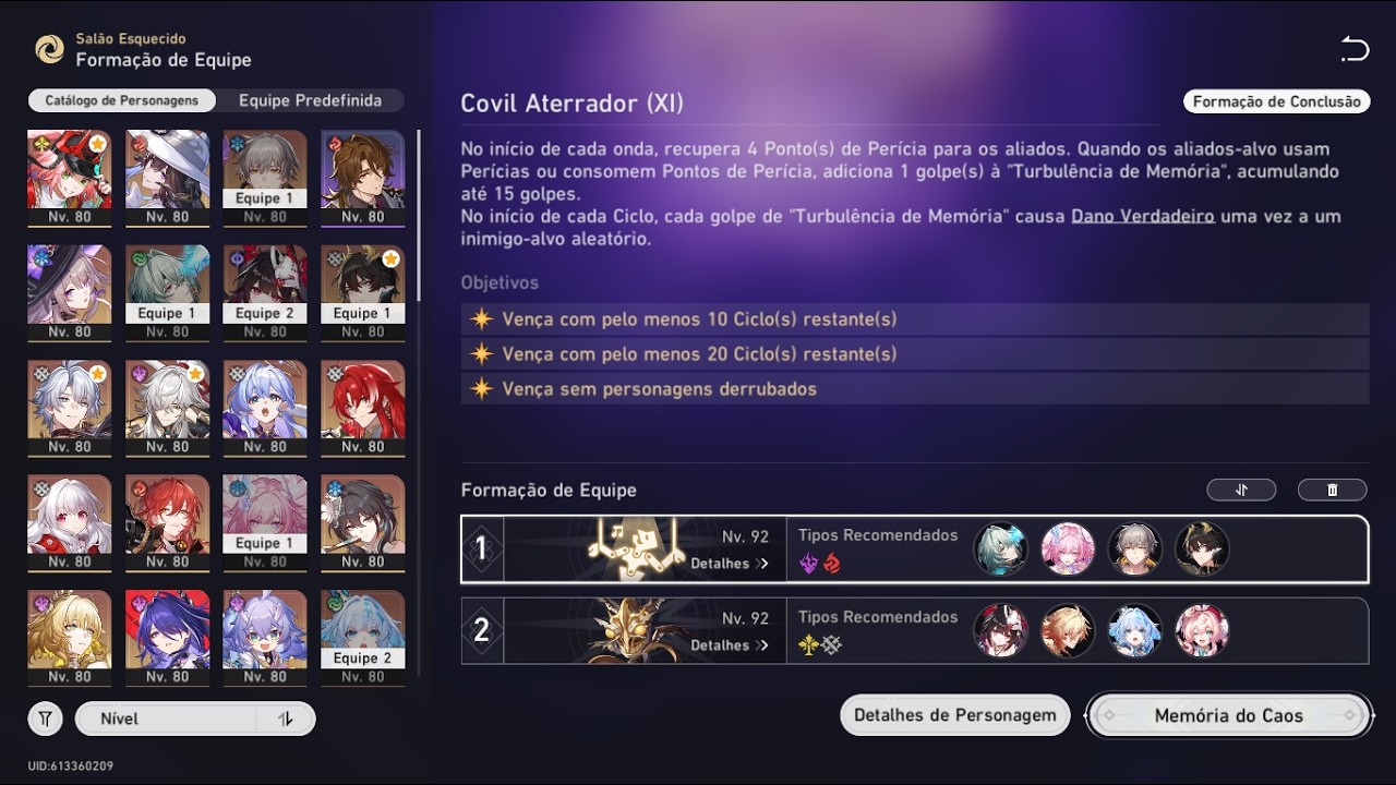 Anaxa e Mydei no estágio 11 do memória do caos- Honkai star rail