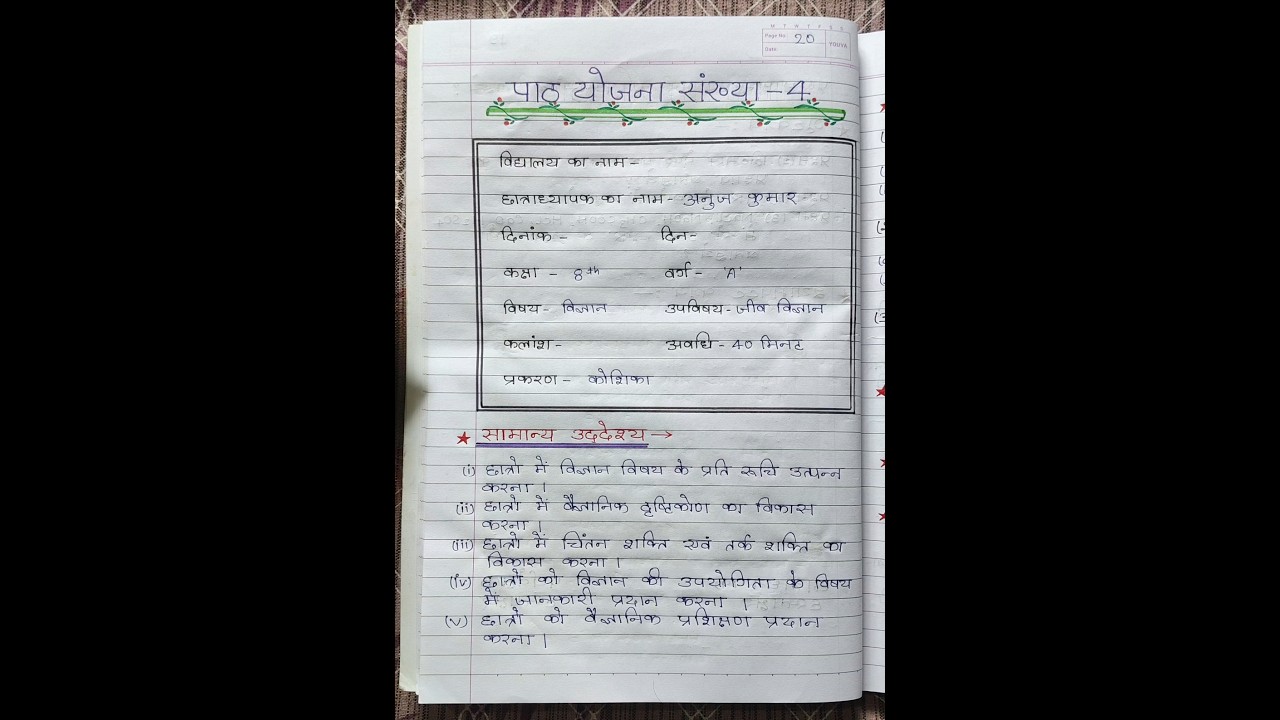 कोशिका ( जीव विज्ञान ) पाठ योजना 📚 B.Ed 3rd Sem Biology Teaching Lesson Plan 🎒 जीव विज्ञान शिक्षण