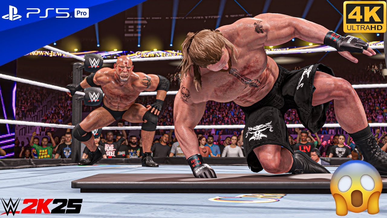 WWE 2K25 - Goldberg Vs Brock Lesnar - Full Match at Crown Jewel | PS5 Pro [4K60]