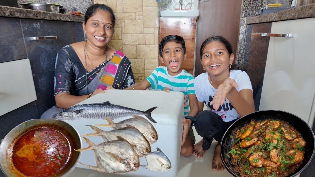 गावावरून आली भरपूर सारी मच्छी Fish 😍 | बायकोने बनवले मच्छीचे कालवण आणि फ्राय | S For Satish | Panvel