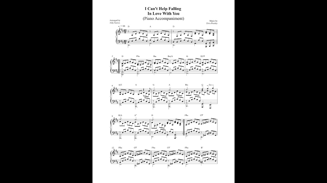 Can't Help Falling In Love - Elvis Presley (Piano Accompaniment)