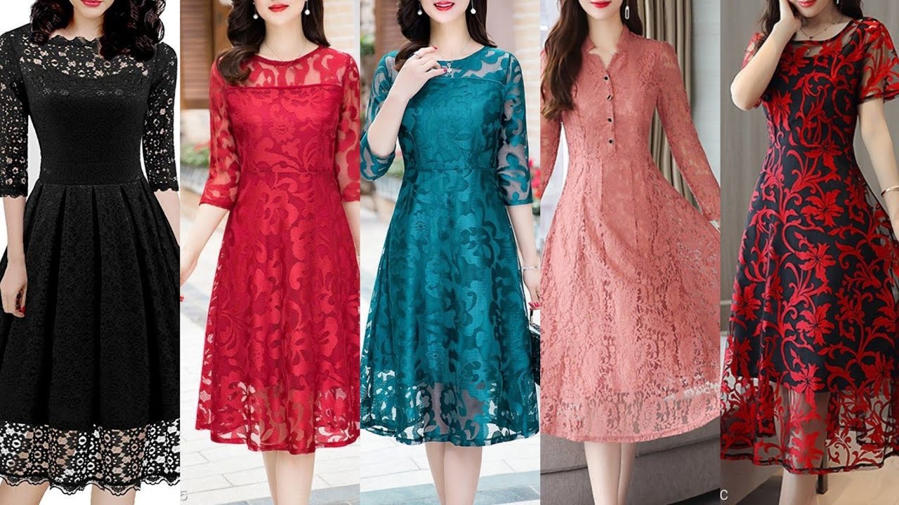 ❤️mostly attractive and special lace frocks design for evening parties panel lace dress collection