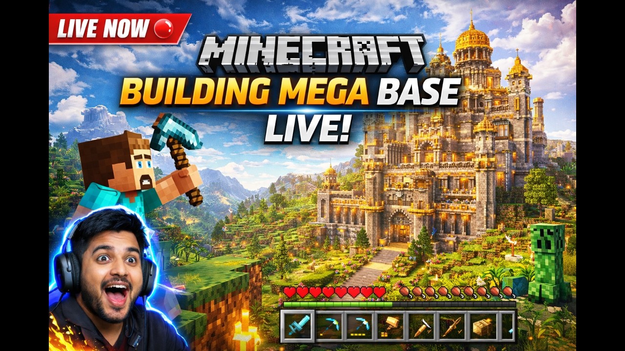 🏰 Minecraft LIVE &mdash; Building a Massive Castle! - VD Bhai Build Team! #mincraftlive part 60
