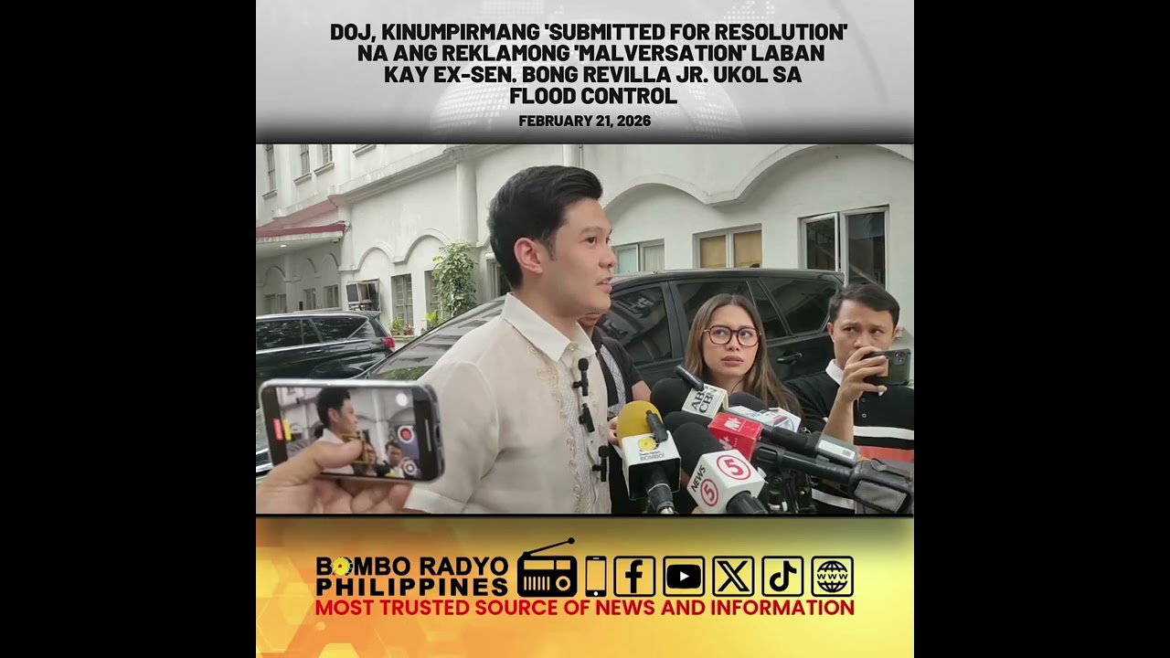 DOJ, kinumpirmang 'submitted for resolution' na ang reklamong 'malversation' VS. Bong Revilla Jr.