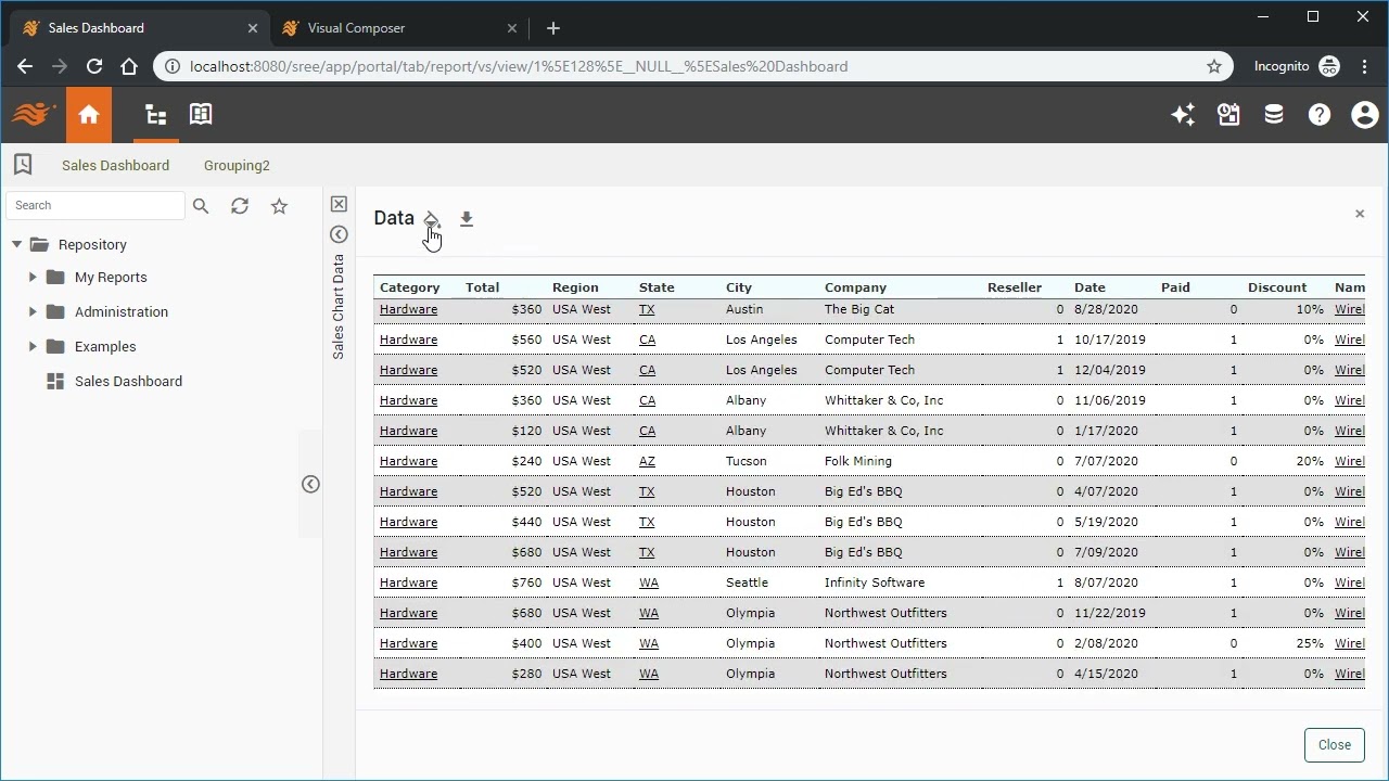 Export Data from a Dashboard (v2018-2023, StyleBI)