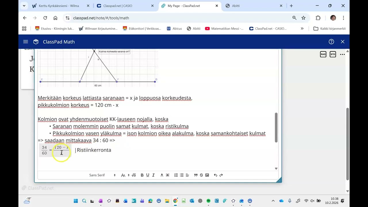 Klassinen silitysrautatehtävä yhdenmuotoisuudesta