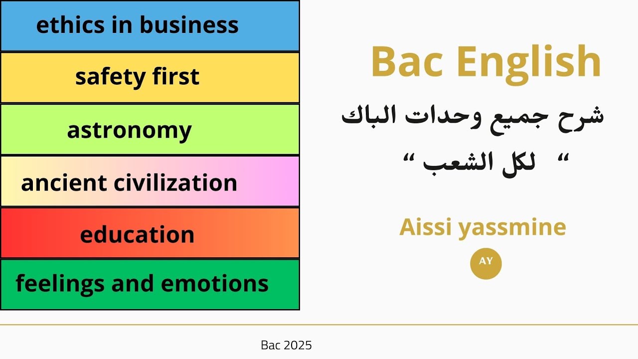 شرح جميع الوحدات باك مفردات bac 3as English 2025 (جميع الوحدات لكل الشعب في فيديو واحد)