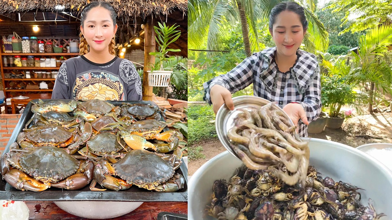 Rice Crab Milk Yummy Recipe | Mud Crab Glass Noodle | Hot Chili Jam | Amazing Cooking Skill