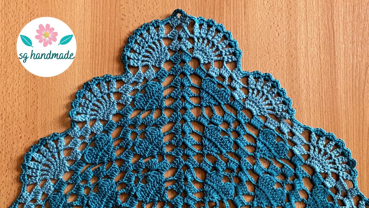 شال كروشية القلوب مثلث سهل للمبتدئين  heart crochet shawl #كروشيه #crochet