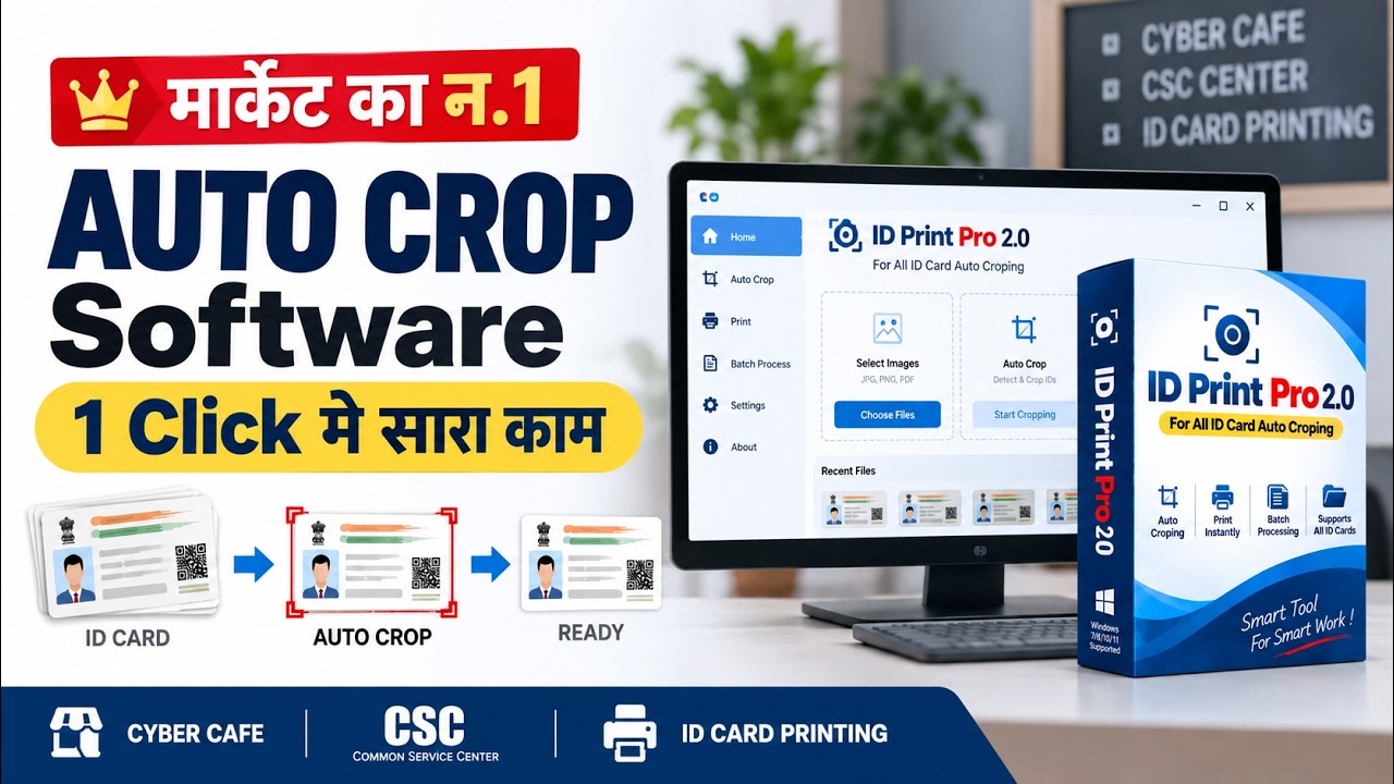 ID Card Auto Crop Tool 2026 | PVC Card Print Software | Cyber Cafe & CSC Center Business Idea