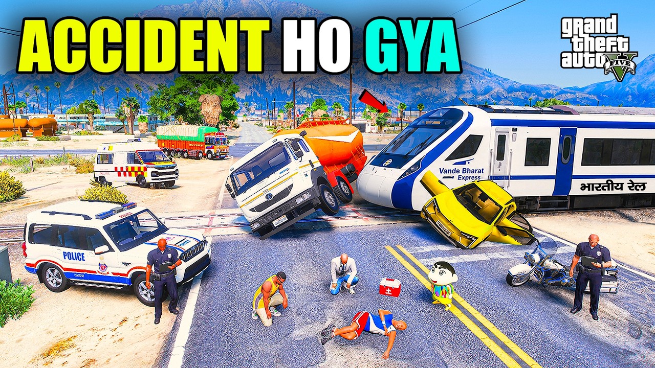 Franklin & Shinchan Ka TATA Tanker Truck Ka Accident Hua Indian Vande Bharat Train Ke Sath GTA 5