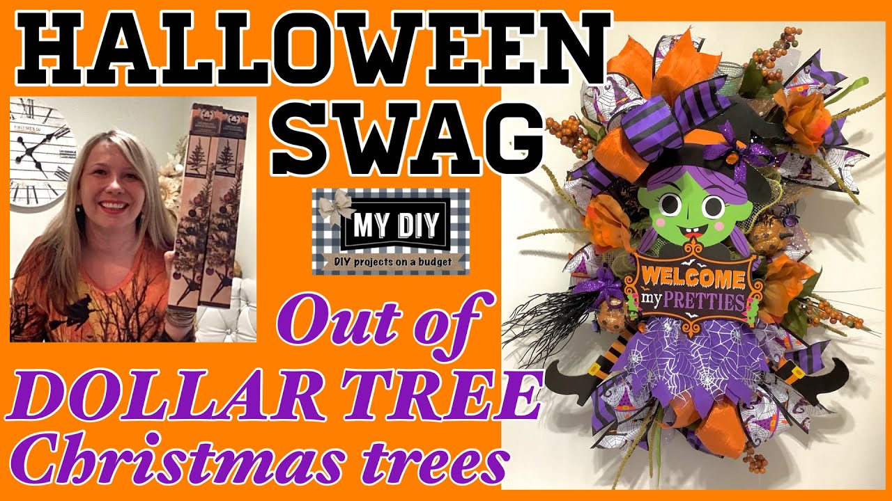 HALLOWEEN SWAG WREATH DIY OUT OF DOLLAR TREE CHRISTMAS TREES | DOLLAR TREE DIY | WITCH'S WREATH