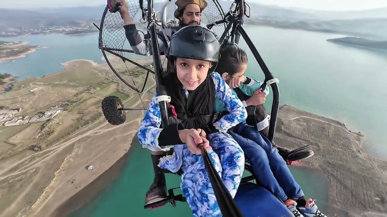 Beautiful Natural bird eyeview on paramotor