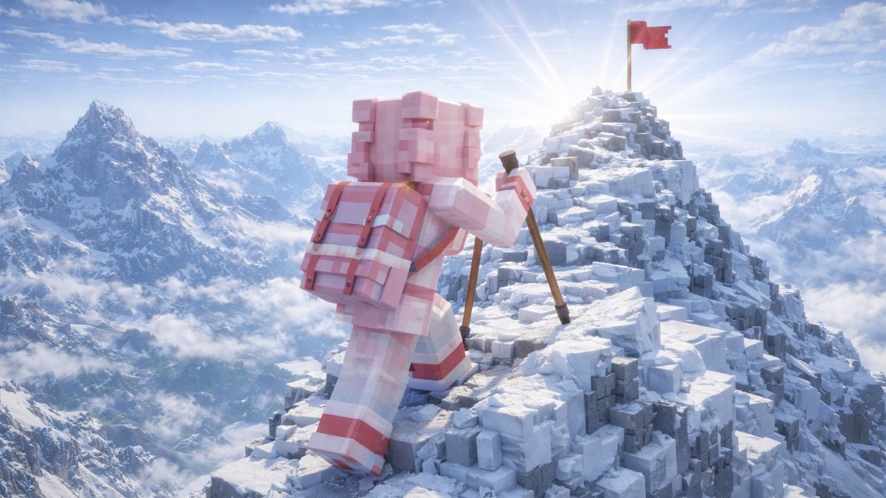 ❄️⛏️ Snowy Mountain Hiking & Soft Snow Digging ASMR | Minecraft #korea