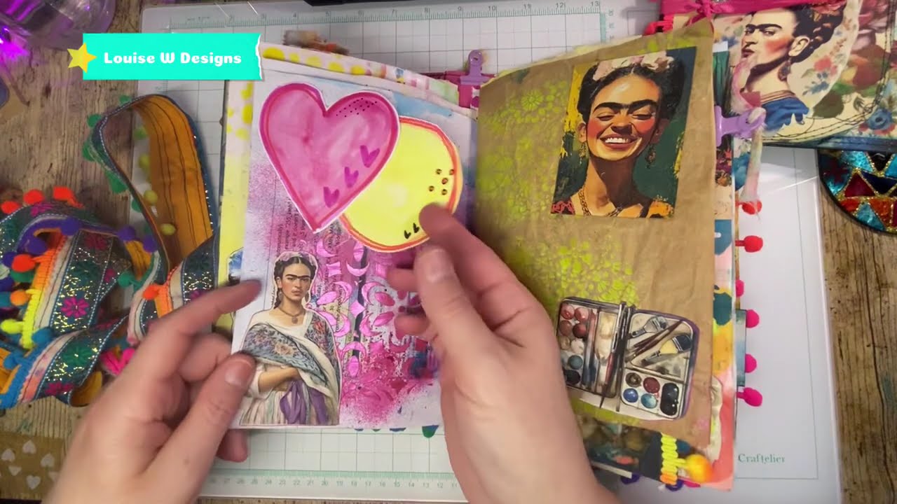 Handmade Frida Kahlo Journal Flip Through @wildrosebohemian #junkjournal #artjournal #fridakahlo