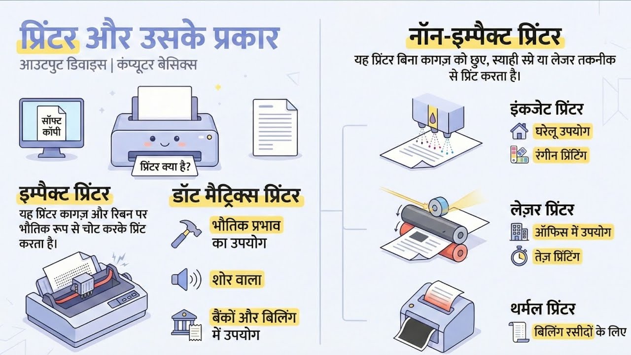 Printer Types Explained | PGDCA | DCA | BCA | Hindi