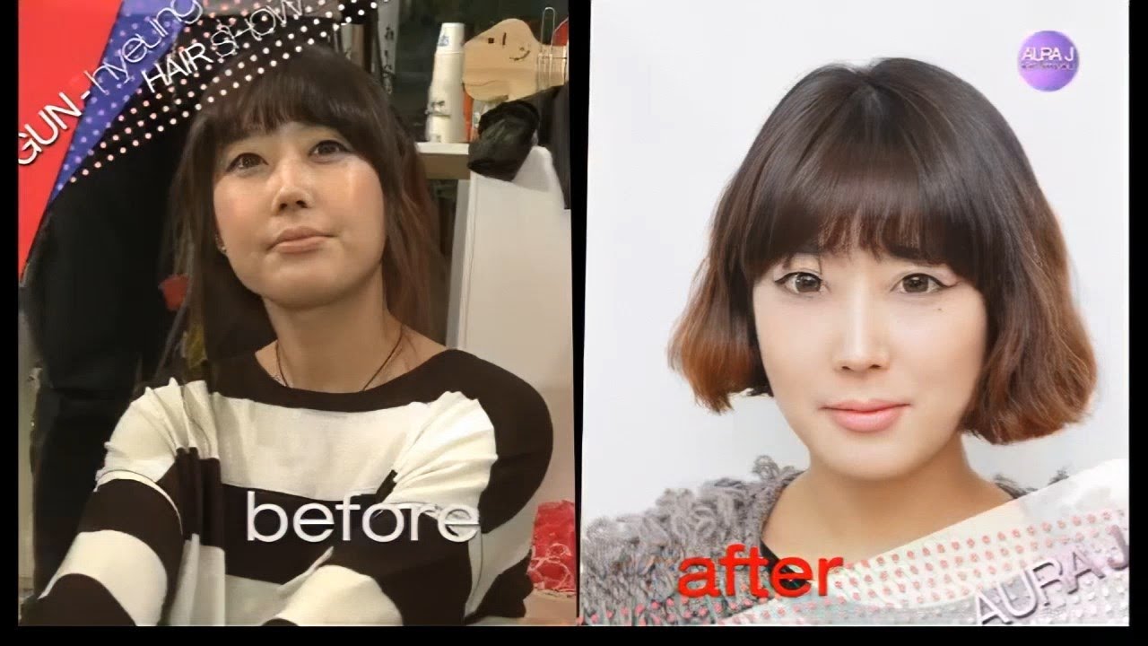 Korean girl long to short bob surprise makeover (HD remaster and edit)