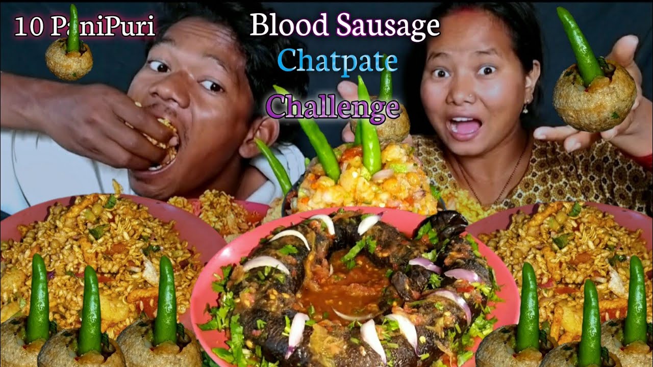 Blood Sausage Chatpate 10 Panipuri Eating Challenge || Aaja Betyo