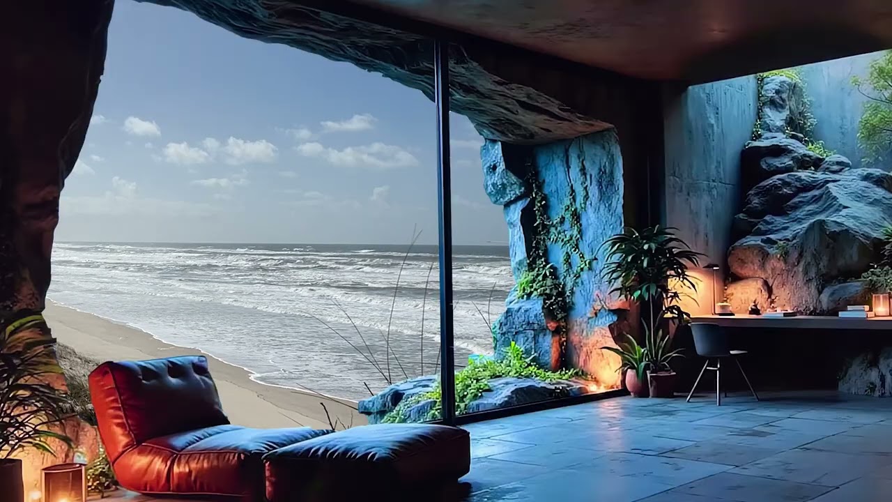 Sea view tranquility | Luxurious beach apartment with natural rock design and relaxing ambiance