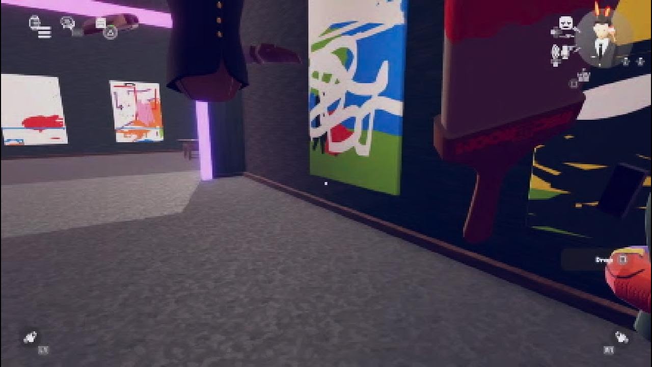 kid crying over painting  in rec room