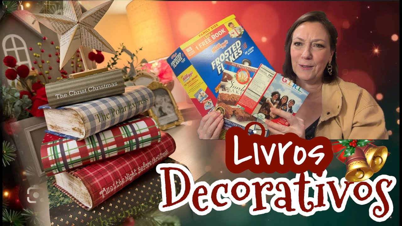 TRANSFORME CAIXAS DE PAPELÃO EM LINDOS LIVROS NATALINOS DECORATIVOS! 