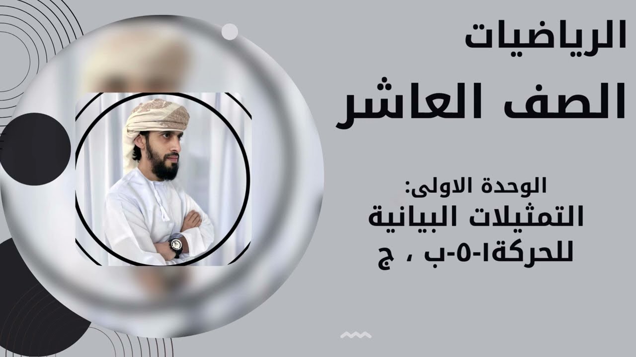 الوحدة الاولى : التمثيلات البيانية للحركة ١ -٥ -ب، ج