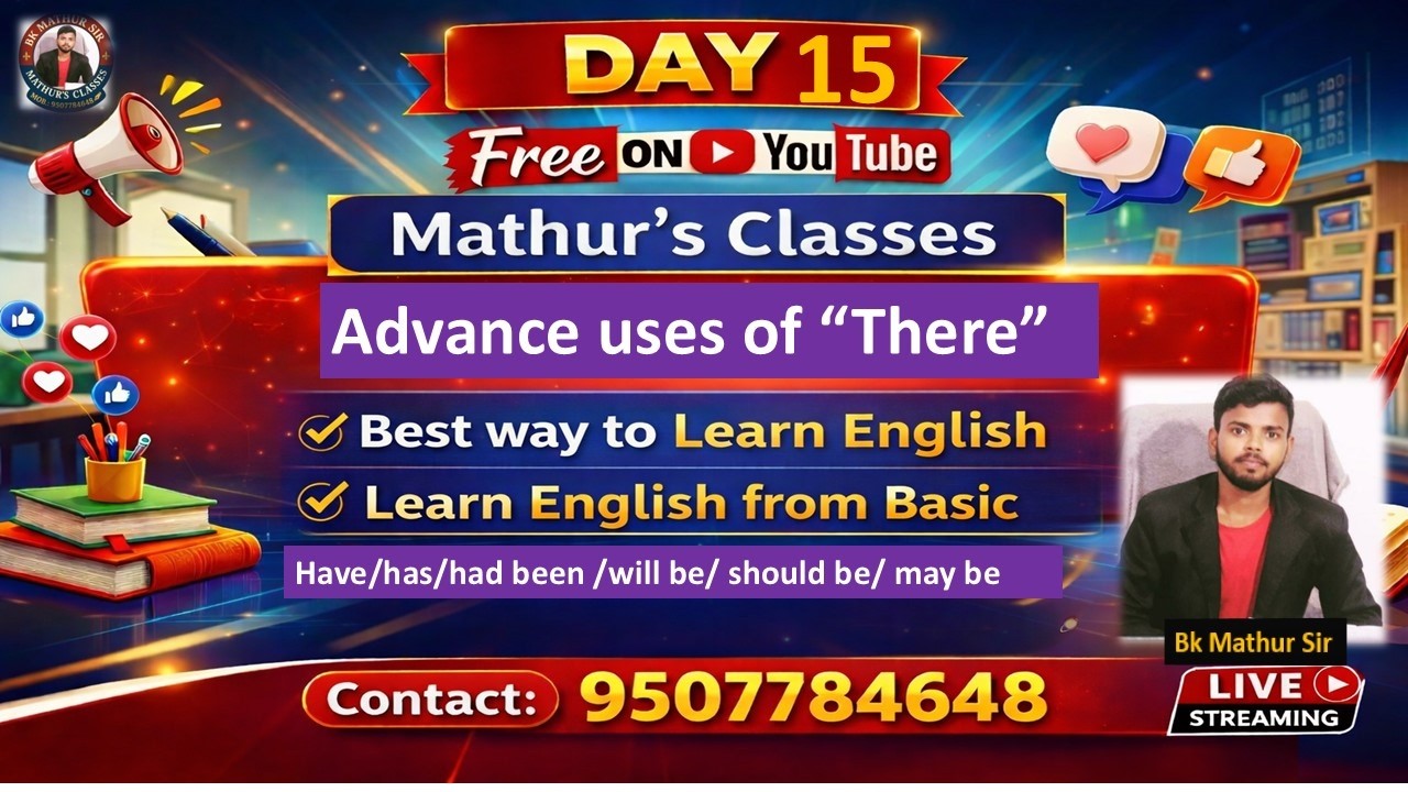there(advance #there #beVerb| Day 15| Bk Mathur Sir|#spokenenglish
