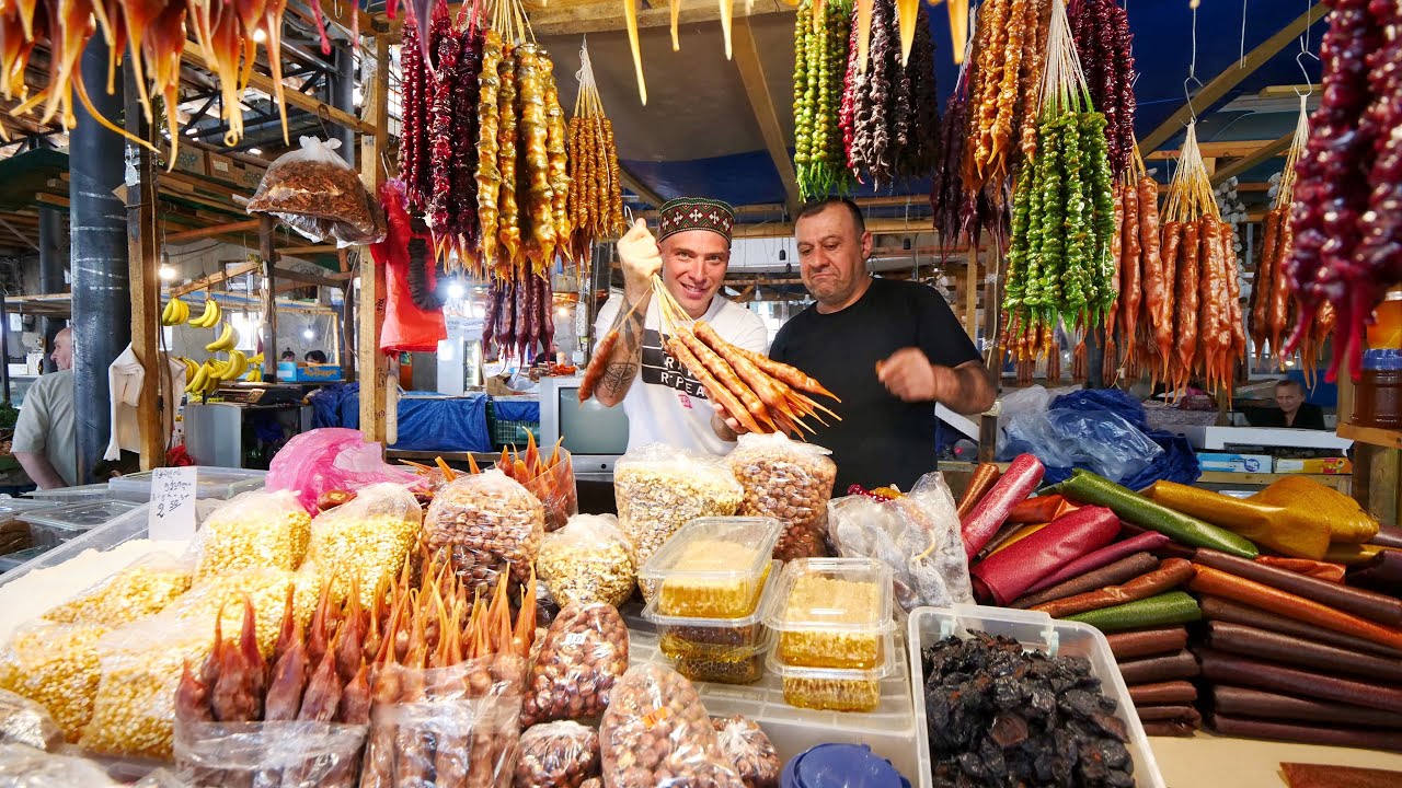 Georgian STREET FOOD at Telavi Bazaar - Market Tour + Cheese Factory | Telavi, Georgia