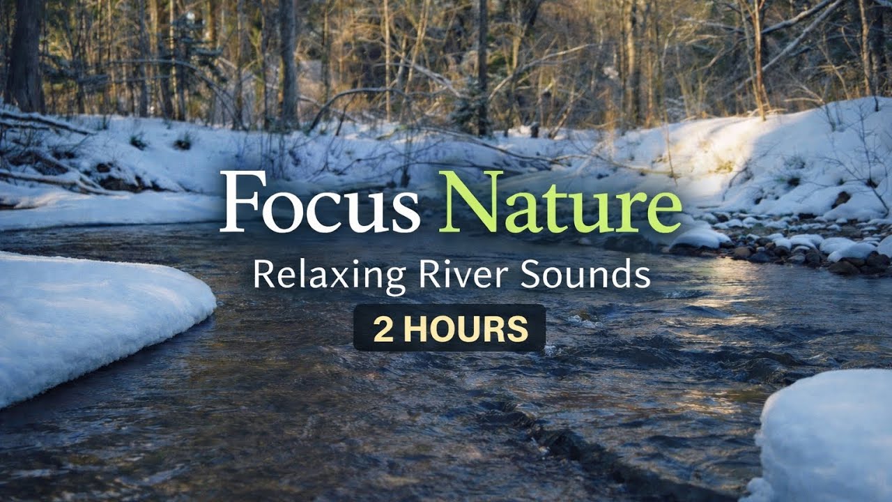 2 Hours Relaxing River Sounds ❄️ Winter Nature Ambience for Sleep, Study & Relax 
