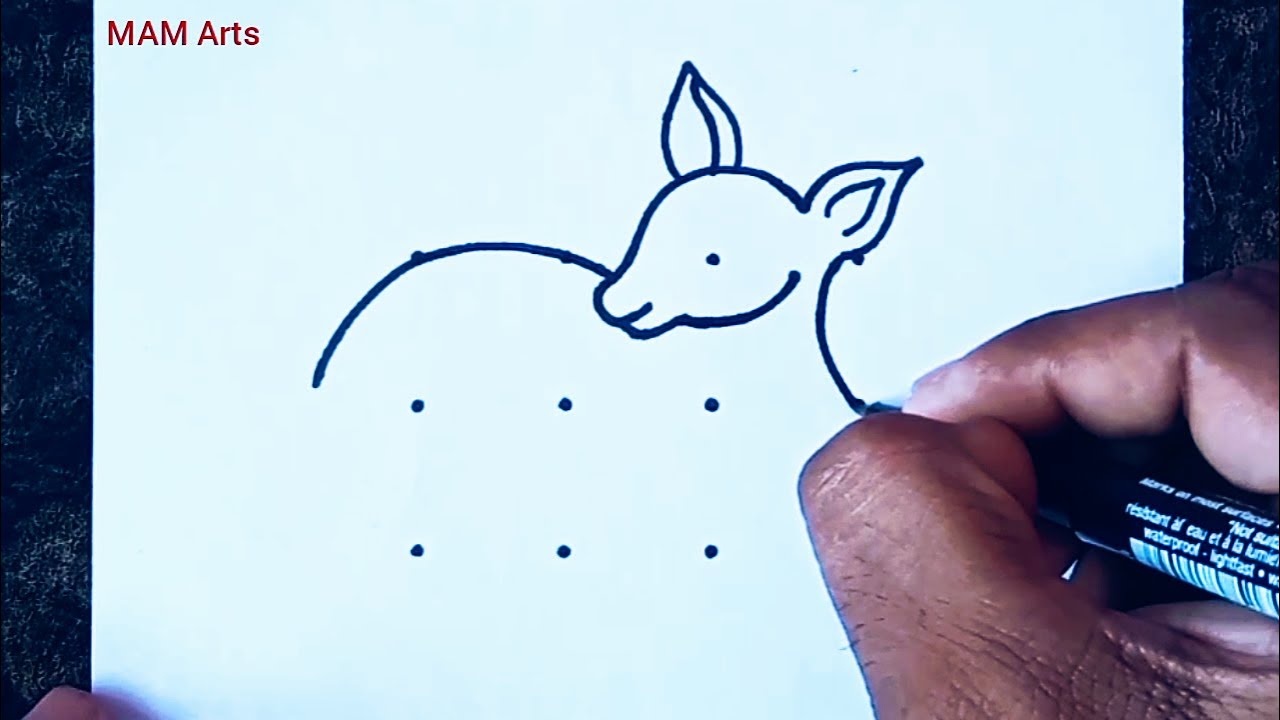 How to draw a Deer from 3×4 dots easy step by step // Easy Deer drawing // Deer Rangoli