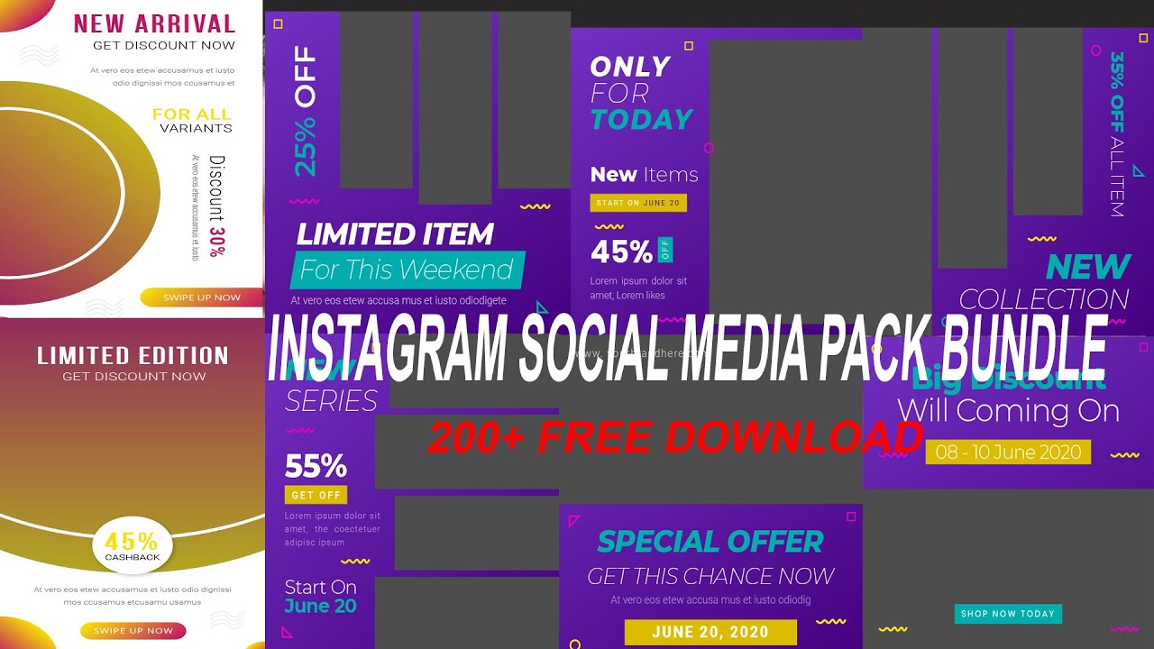 200+ Instagram Social Media Bundle Free Download In PSD EPS Files |Urdu| |Photoshop Tutorial