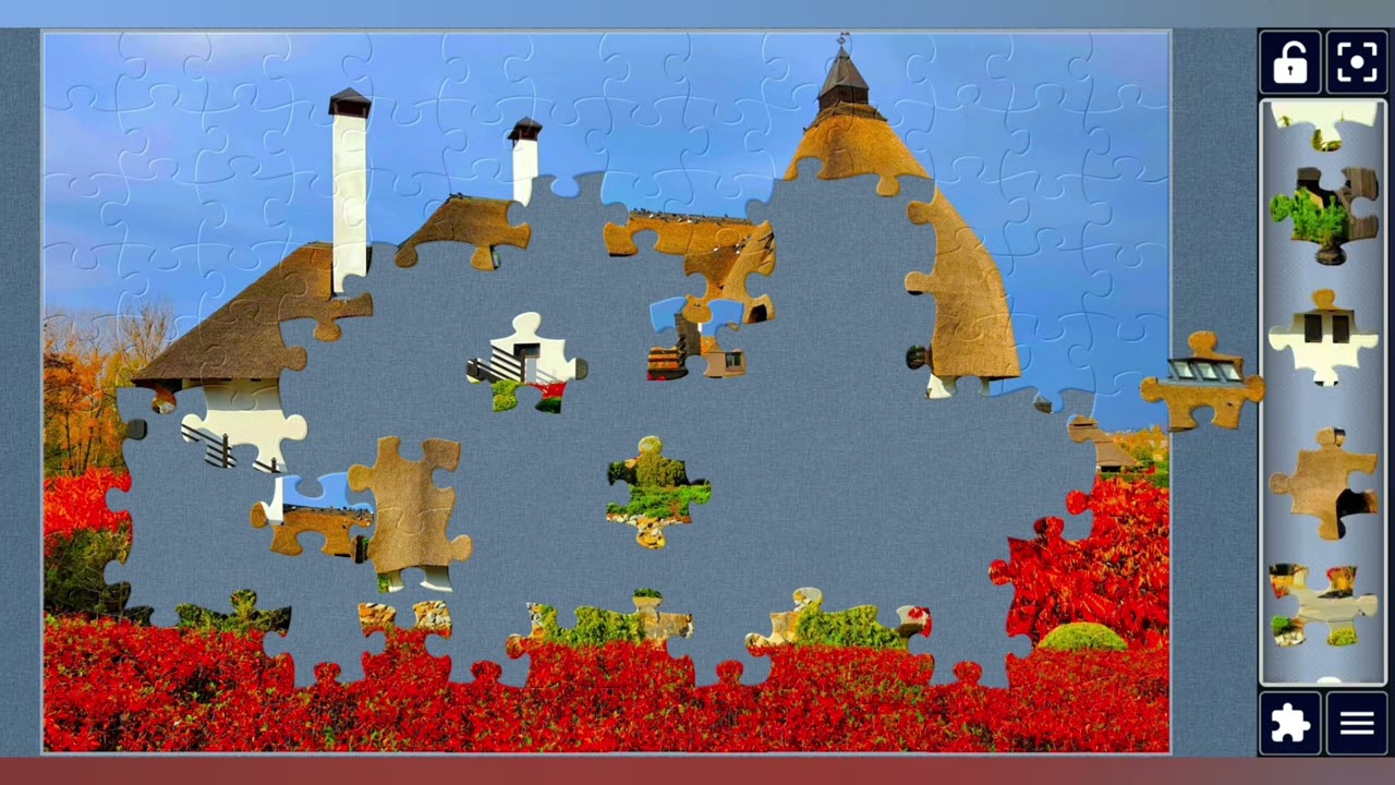Beautiful castle with red flowers//jigsaw puzzles craft 🧩🧩//Amazing puzzles Art 🧩🧩//puzzles Art 🧩🧩//