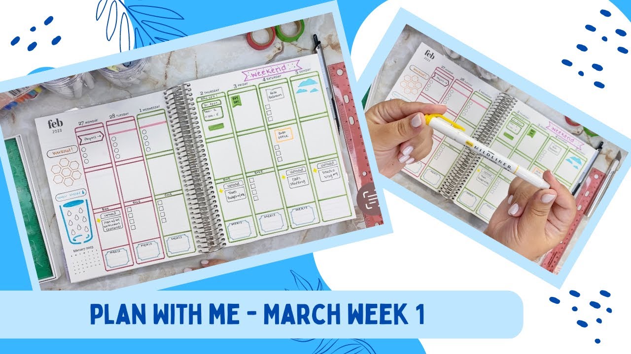 ✏️ Plan with Me - March Week 1 - No Stickers Challenge - Sticker Planner