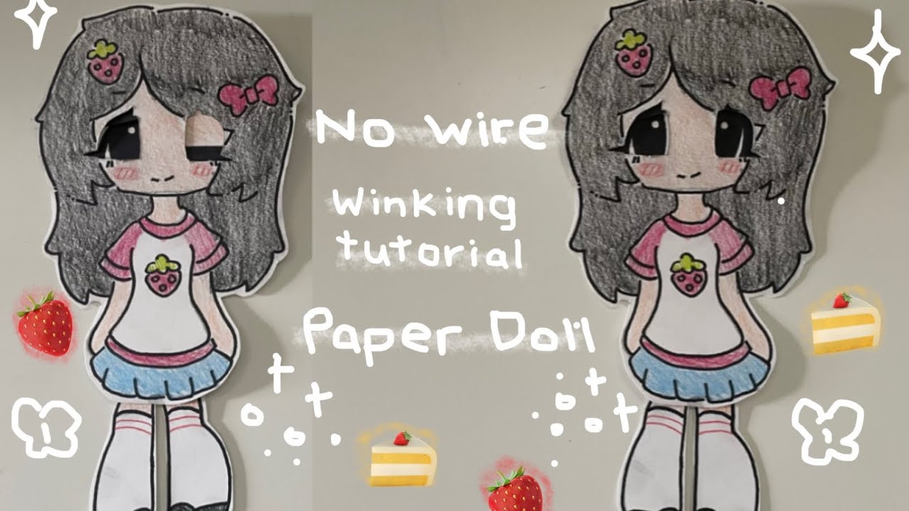No wire 🍰 winking tutorial paper puppet 💕 yummypastel
