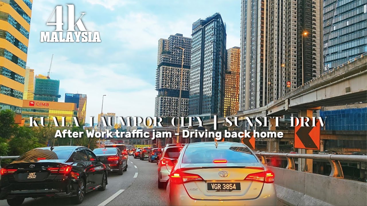 4K After Work - Driving back home POV: Kuala Lumpur MY | Sunset Traffic jam - Highways & City Towers