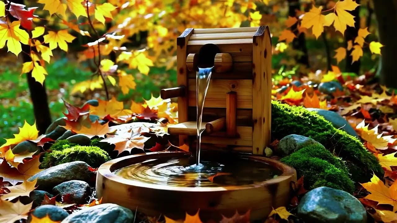 Autumn Forest Water Fountain 🍂💧 Relaxing Nature Sounds