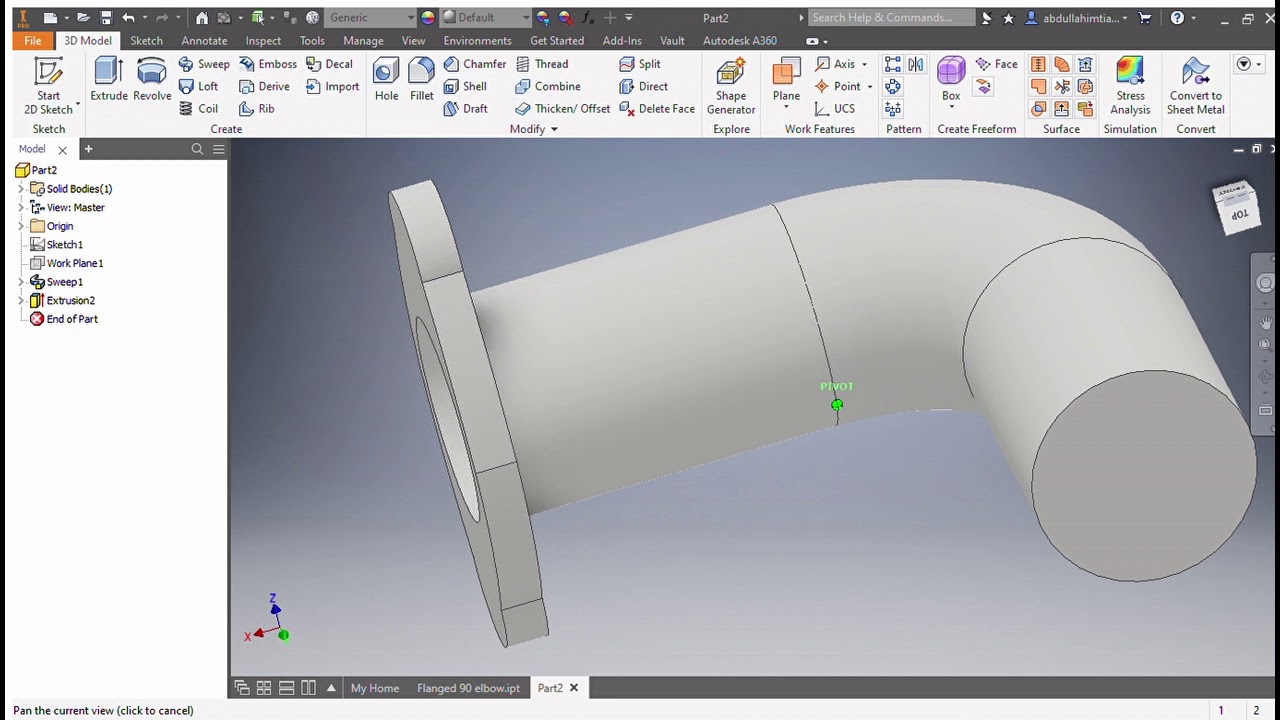 Elbow 90 degree flanged Autodesk Inventor