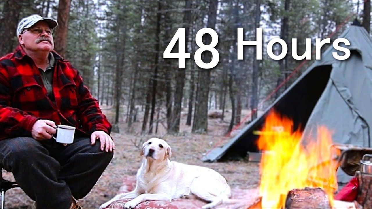 Winter Bushcraft Hot Tent.  Two-Day Spike Camp with My Dog